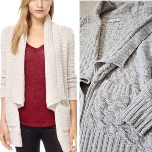 Aritzia Talula Beige Greenpoint Chunky Knit Sweater XXS Shawl Collar Pockets